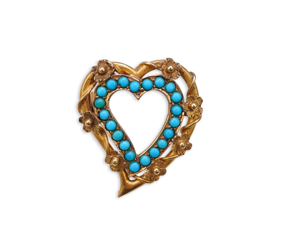 An Edwardian gold and turquoise brooch, early 20th century